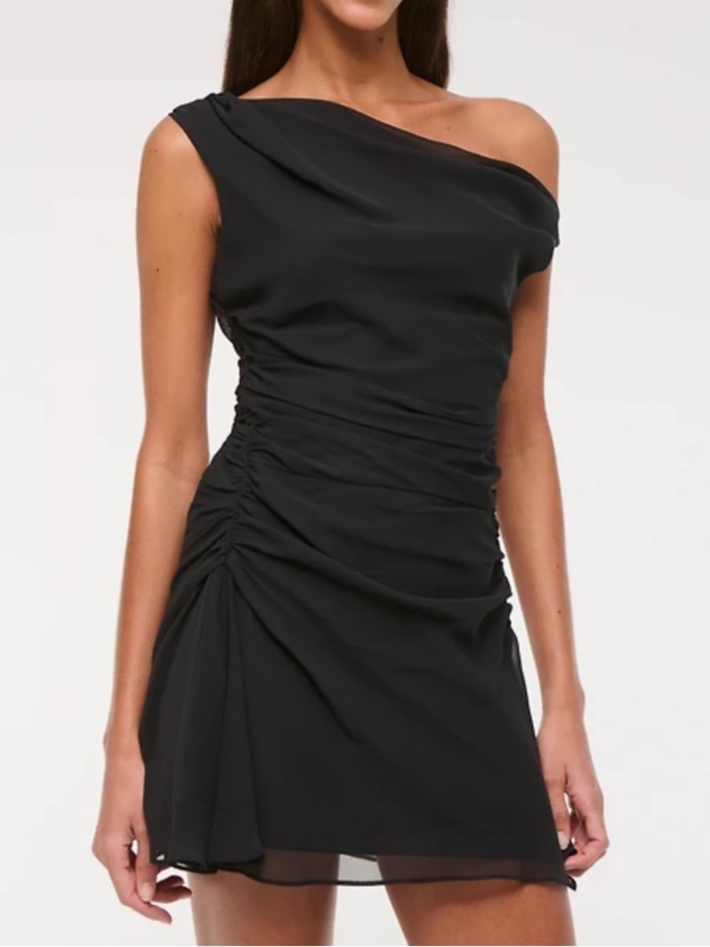 Abercrombie & Fitch Black One-Shoulder Ruched Mini